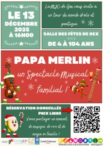 affiche Papa Merlin 13 decembre MJC Gex