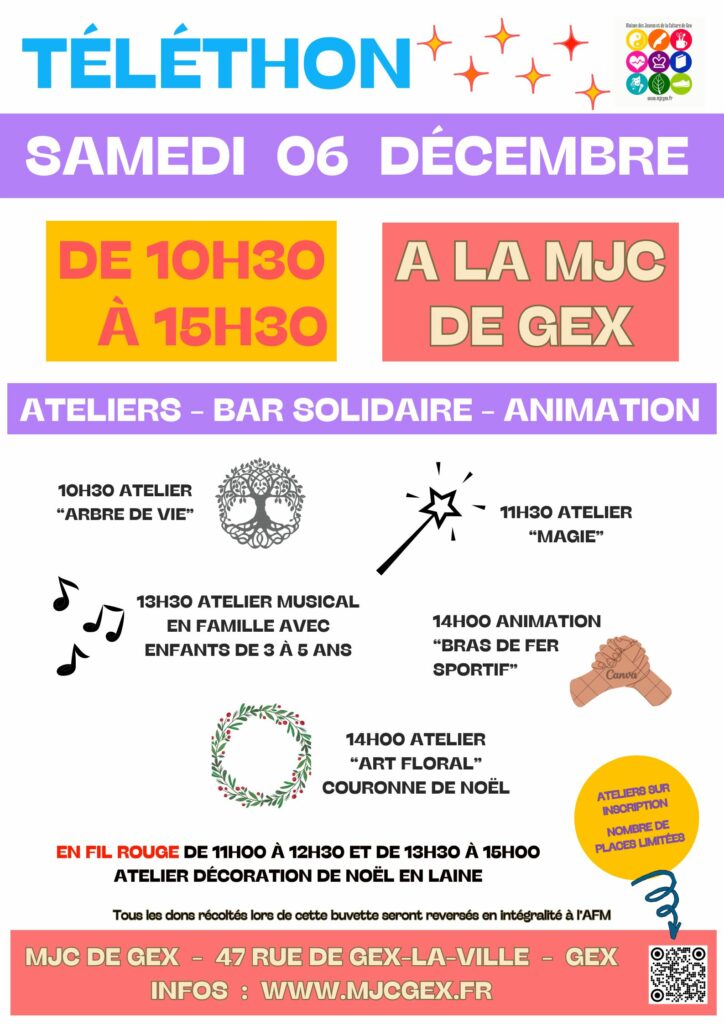 Téléthon 2025 MJC Gex samedi 6 décembre 2025