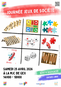 Journée Jeux de société - 25 avril 2026 - MJC de Gex